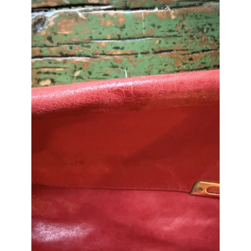 Teek Orr Vintage Genuine Leather Purse Red Clutch Handbag‎